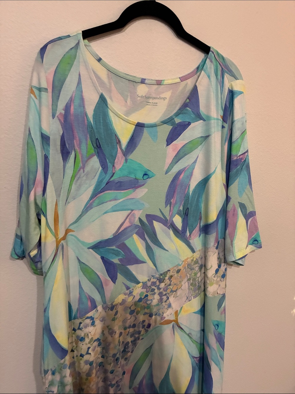 Soft Surroundings Vivienne Floral Maxi Dress in Aqua Blue - Lightweight Print - Picture 6 of 7